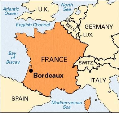 Bordeaux pe harta