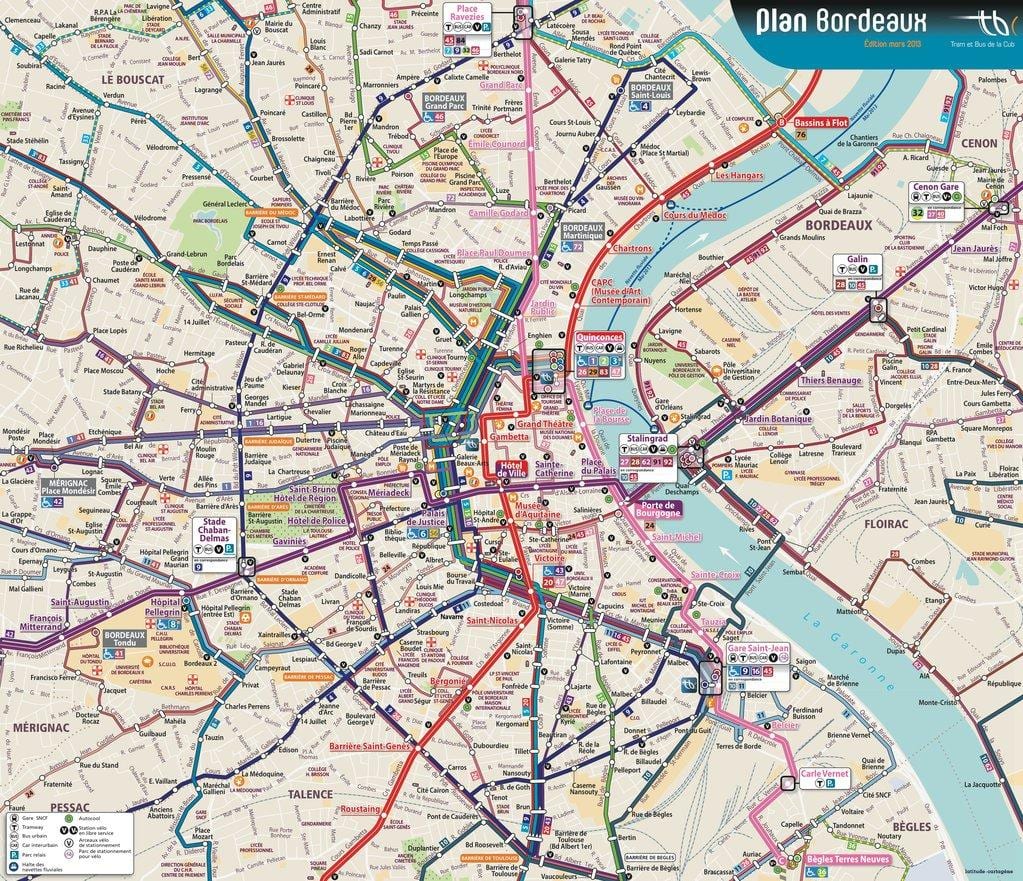 Bordeaux harta rutelor de autobuz