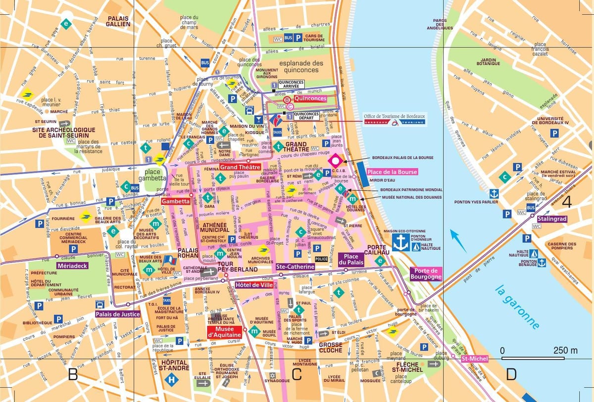 harta de centrul orașului Bordeaux