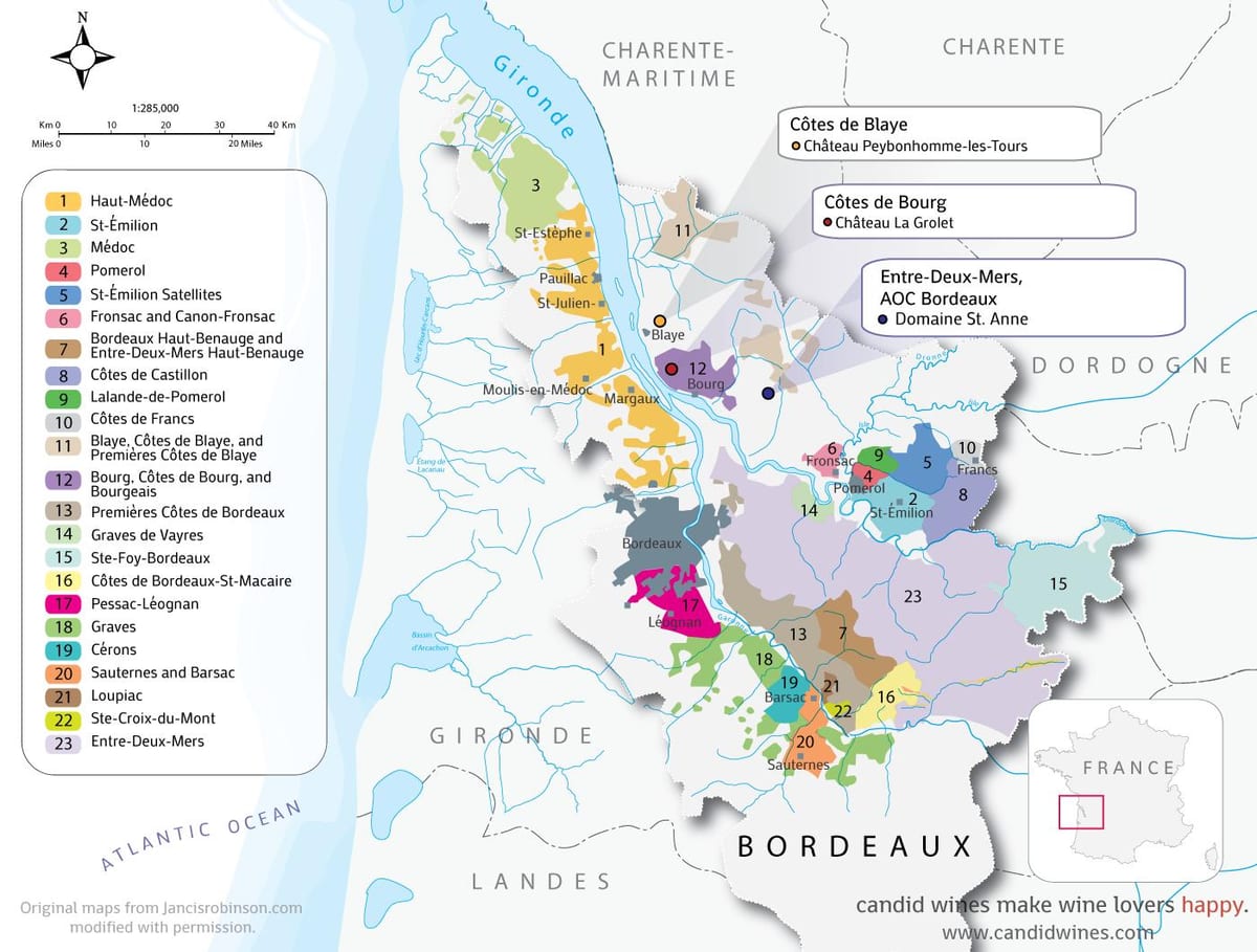 harta de Bordeaux chateaux