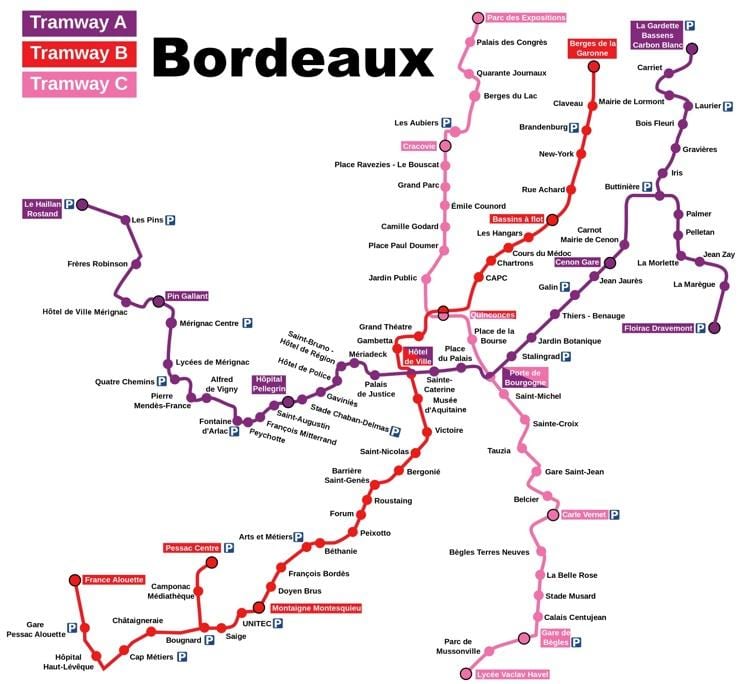 harta de Bordeaux gara