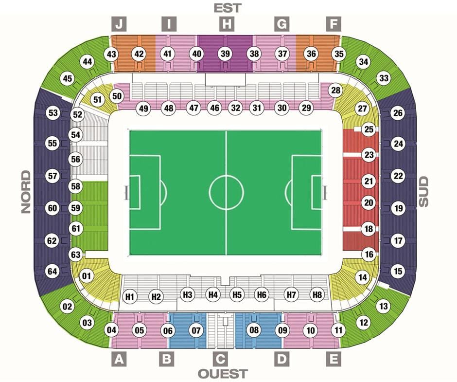 harta de Bordeaux stadion