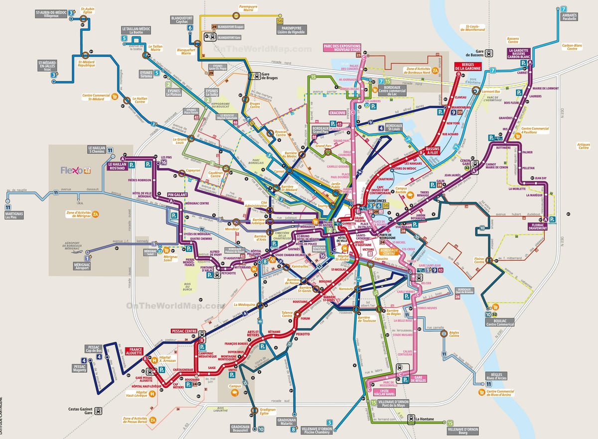 harta de Bordeaux de tranzit
