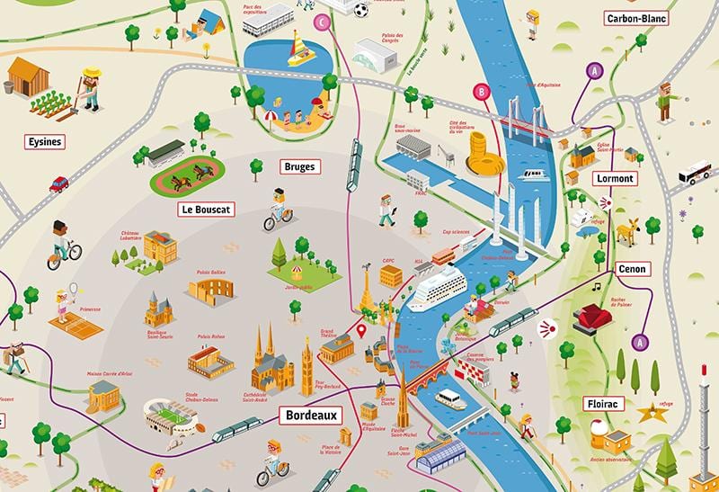 Bordeaux și zona înconjurătoare hartă