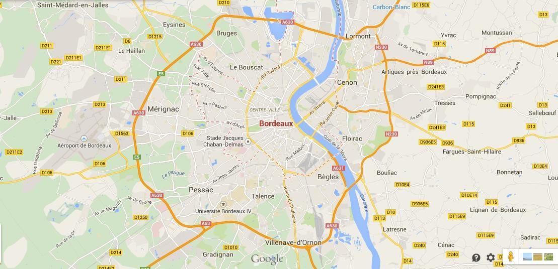 harta zona Bordeaux franța