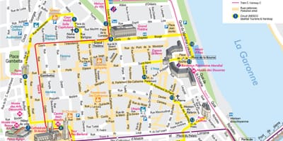 Centrul orașului Bordeaux arată hartă