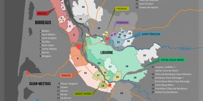 Țară vin Bordeaux arată hartă